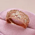 2022 neue Luxus Hohl Blume 585 Gold Ringe für Frauen Inlay Natürliche Zirkon Vintage Schmuck Dame