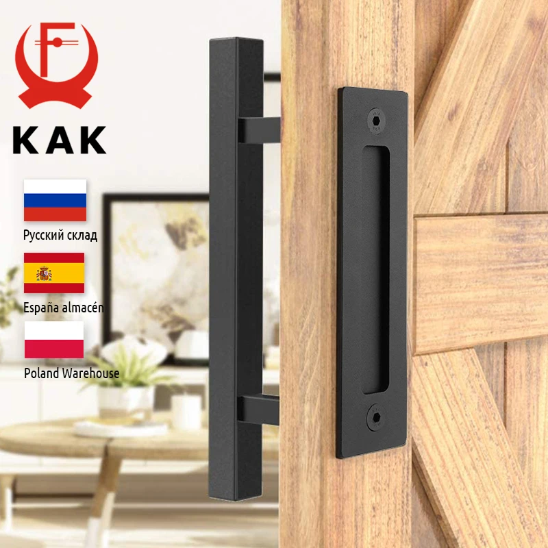 KAK 12 zoll Schiebe Barn Tür Griff Pull Kabinett Flush Hardware Set Holz Türgriff Innen Tür Möbel Griff Hardware