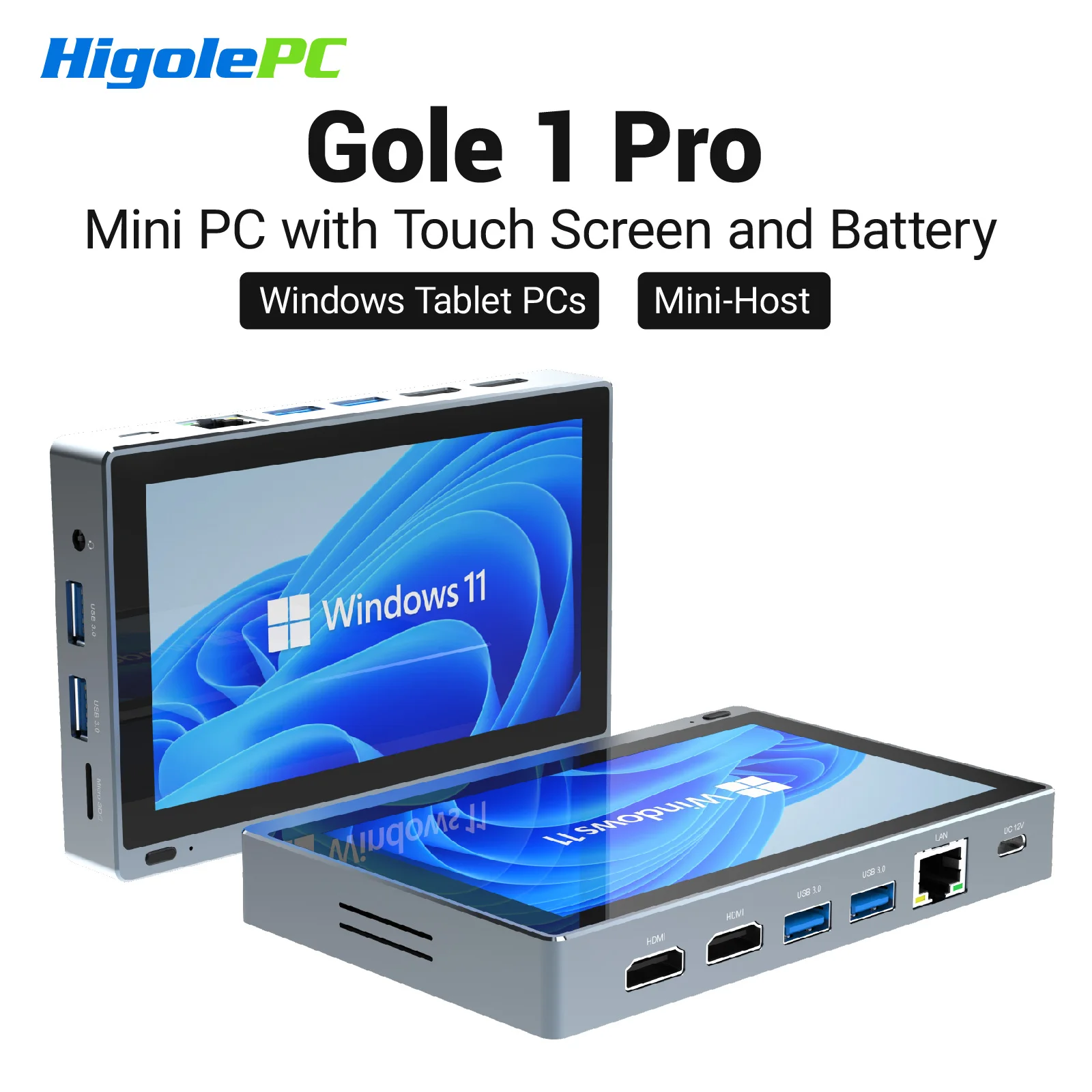 Higole Gole 1 Pro 5,5'' lüfterloser Mini-PC Intel J4105 Windows 11 WiFi5 8G 128G 2500 mAh mit Bildschirm Laptop Desktop-PC Mini-Computer