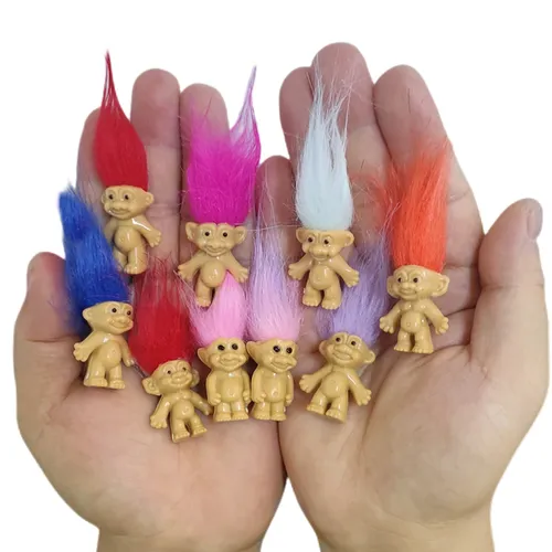 10PCS Mini Gute Luck Troll Puppen PVC Vintage Trolle Glück Puppe Action-figuren Nette Kleine Jungs