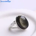 Natürlicher Obsidian Ring Gold Auge Stein s925 Sterling Silber Mosaik Ring einfache Männer Frauen