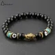 Charme Buddha & Evil Eye Armband Frauen 8mm Elastische Runde Helle Schwarz Stein Chakra Armbänder