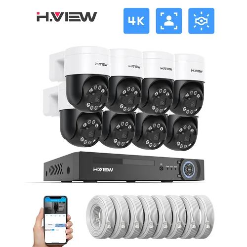 H.view 8ch 4k 5mp 8mp cctv Überwachungs kamerasystem ptz Home Video überwachungs kit Outdoor IP