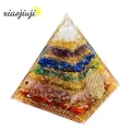 7Chakra Orgonite Pyramide Healing Weiß Kristall Orgon Energie Meditation Werkzeug Quarz Yoga