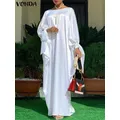 Elegante Kaftan Kleid Frauen Party Kleider 2022 VONDA Langarm Satin Böhmischen Urlaub Sommer