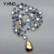 Y · ying blaue kyanite graue Süßwasser perle Statement Halskette 21"
