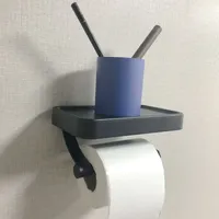 Schwarzer Toiletten papier halter Wand nagel freier Toiletten papier halter für Bad Toiletten