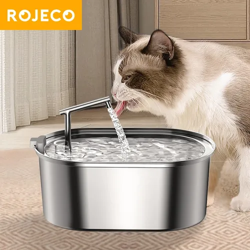 ROJECO Edelstahl Katze Wasser Brunnen Automatische Katze Trinker Trinken Brunnen Für Katzen Hunde