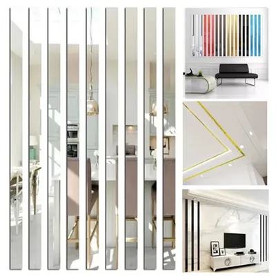 DIY Deckenkante Spiegelstreifen 3M selbstklebende Acryl Kunst Wandfliesenaufkleber Dekor 3D Image