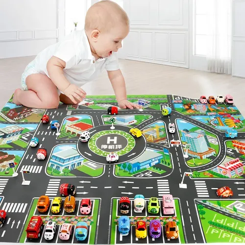 Straße Matte Kinder Verkehrs Auto Karte Junge Mädchen Pädagogisches Spielzeug Road Teppich Playmat