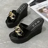 Plattform Kette High Heels Hausschuhe frauen Hochzeit Schuhe Sommer 2025, Casual Weiß Schwarz