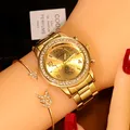 Frauen Uhren Genf Klassische Luxus Strass Uhr Frauen Uhren Damen Mode Gold Uhr Uhr Reloj Mujer