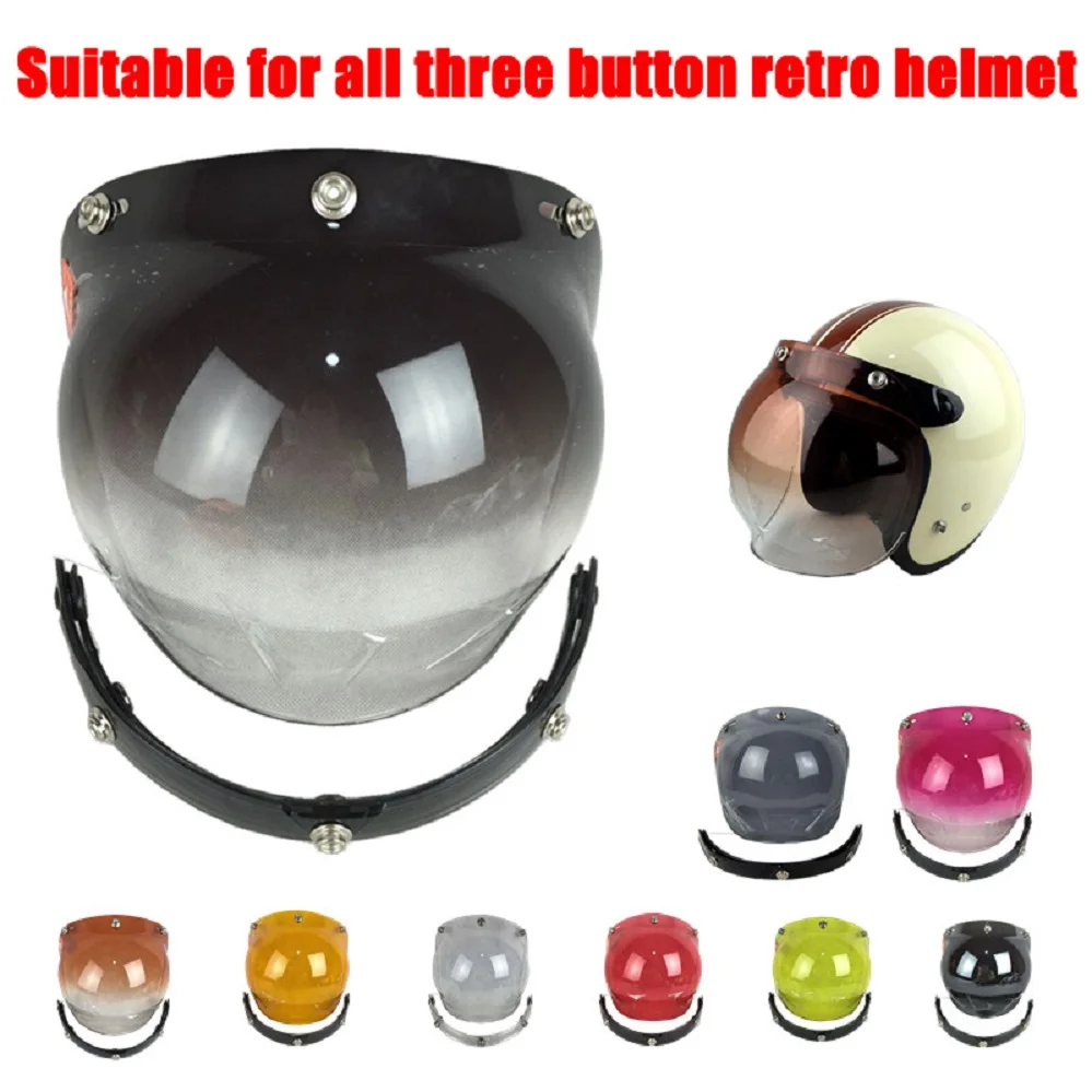 Vintage Motorradhelme, Blasenvisiere, Linse mit Schild, 3-Tasten, allgemeines 3/4 offenes Gesicht, Motorrad-Jet-Helm-Zubehör Image