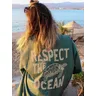Respektieren Die Ozean Meer Schildkröte Womans Baumwolle T-Shirts Vintage Casual Tee Kleidung