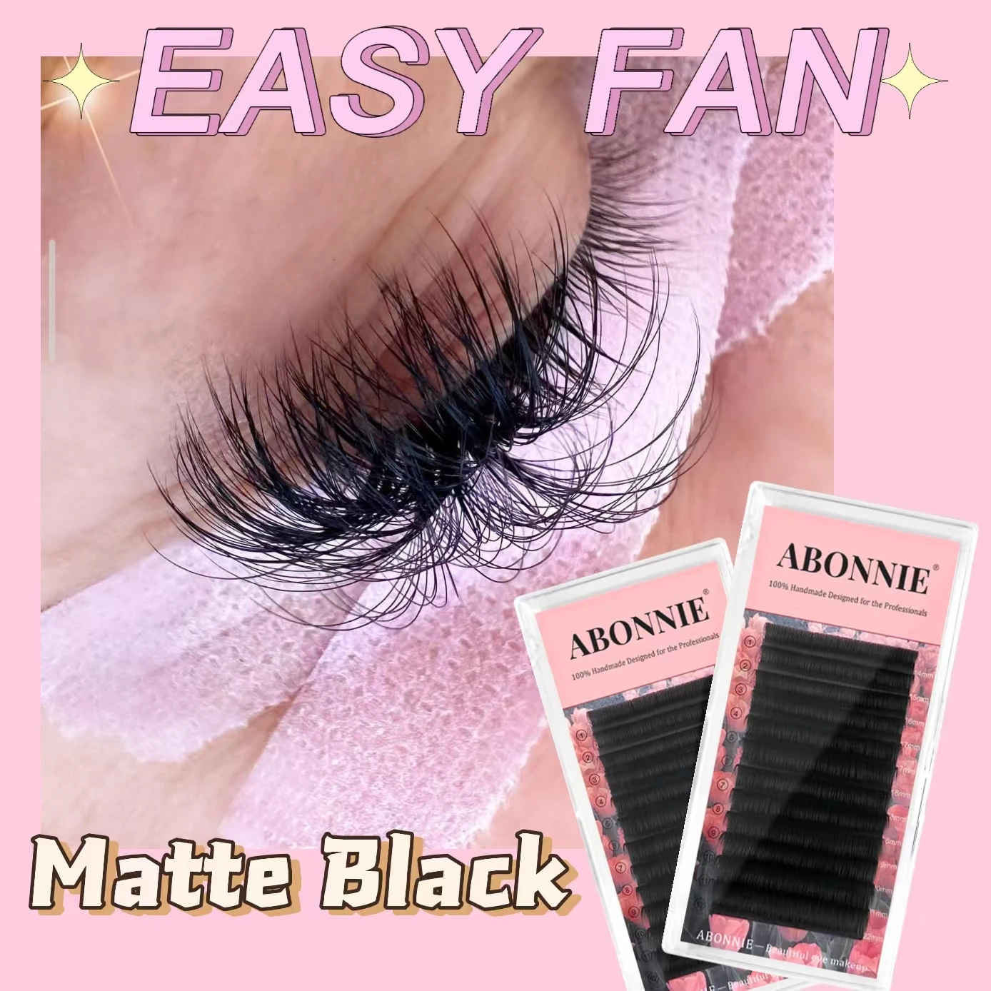 Abonnie Auto Fanning Lashes Extensions Easy Fan Wimpern Falsche Zilien Alle Größen Wimpern Mega Volume Lash Tray 0,03 D Curl Cilios Image