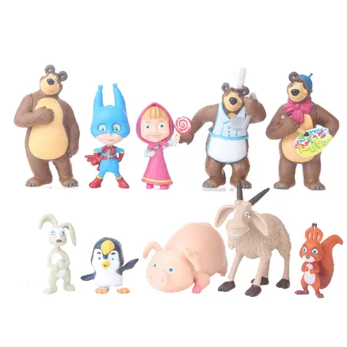 10 teile/satz Masha Figur Spielzeug Puppe masse Bär für Kinder