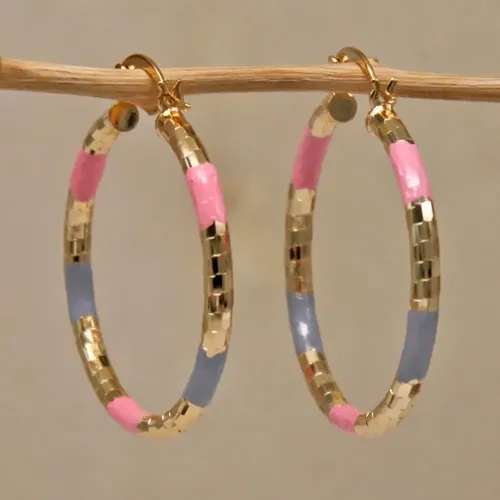 RLOPAY Mode Runde Hoop Gold Überzogene Kupfer Ohrringe Für Frauen Ohrringe Schmuck Hochzeitstag