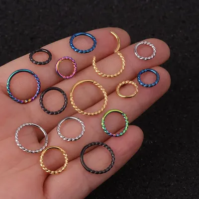 1PC 6mm bis 12mm Edelstahl Hoop Ohrring Klapp Segment Clicker Ring Nase Septum Piercing Helix