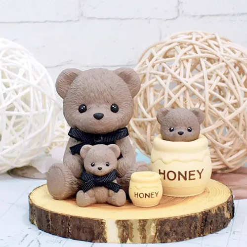 Kreativität Honig glas Silikon Kerzen form DIY handgemachte Teddybär Aroma Gips Epoxidharz