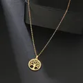 DOTIFI 316L Edelstahl Halskette Heißer Baum des Lebens Runde Anhänger Halsketten Bijoux Collier