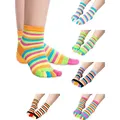 6 Paare/los Finger Kappe Socken Baumwolle Socken Kappe Getrennt Socken Bunte Streifen Socken für