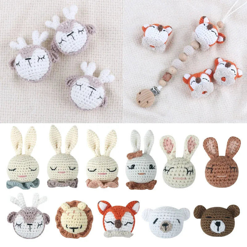 Handmade Wolle Häkeln Baby Schnuller Clips Zubehör Gestrickte Lose Perlen für Neugeborene Baby Nippel Halter Schnuller Dummy Clip Image