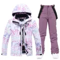 2023 neue Mode Brief Frauen Ski anzug Winter wind dichte wasserdichte Snowboard Jacke Hosen Schnee