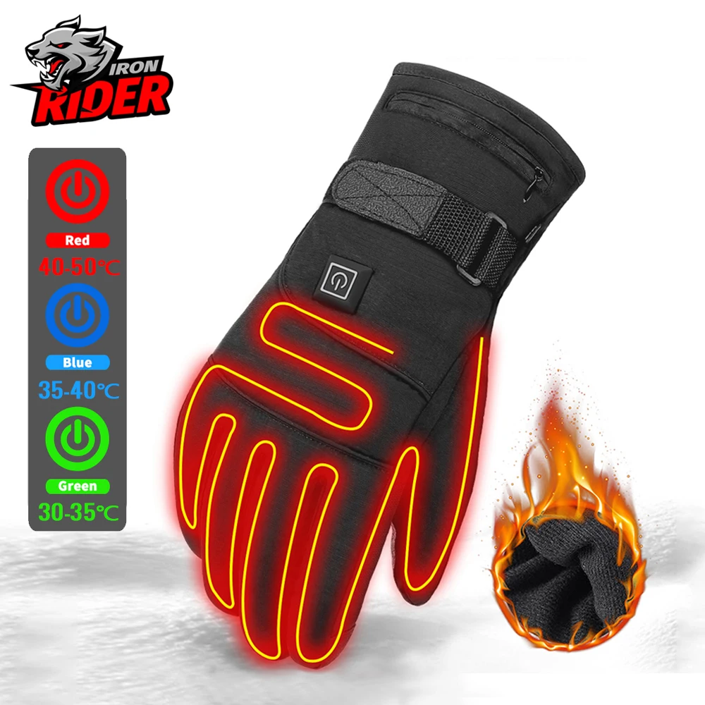 HEROBIKER Motorradhandschuhe, wasserdicht, beheizt, Guantes Moto, Touchscreen, batteriebetrieben, Motorrad, Rennen, Reithandschuhe, Winter # # Image