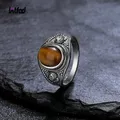 Sterling Silber 925 Vintage Ring Oval 8x10MM Natürliche Tiger Eye Stein Ring für Männer Frauen