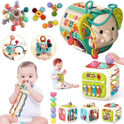 Baby sensorische Montessori Spielzeug Silikon Pull String Spielzeug für 0 12 Monate Beiß spielzeug