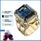 HOYON 18K Gold Farbe Natürlichen Saphir Stil Ring für Männer 925 Schmuck Feine Anillos De Hochzeit