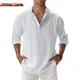 Neue Baumwolle Leinen hemden für Männer Freizeit hemden leichte Langarm Henley Strand hemden Hawaii