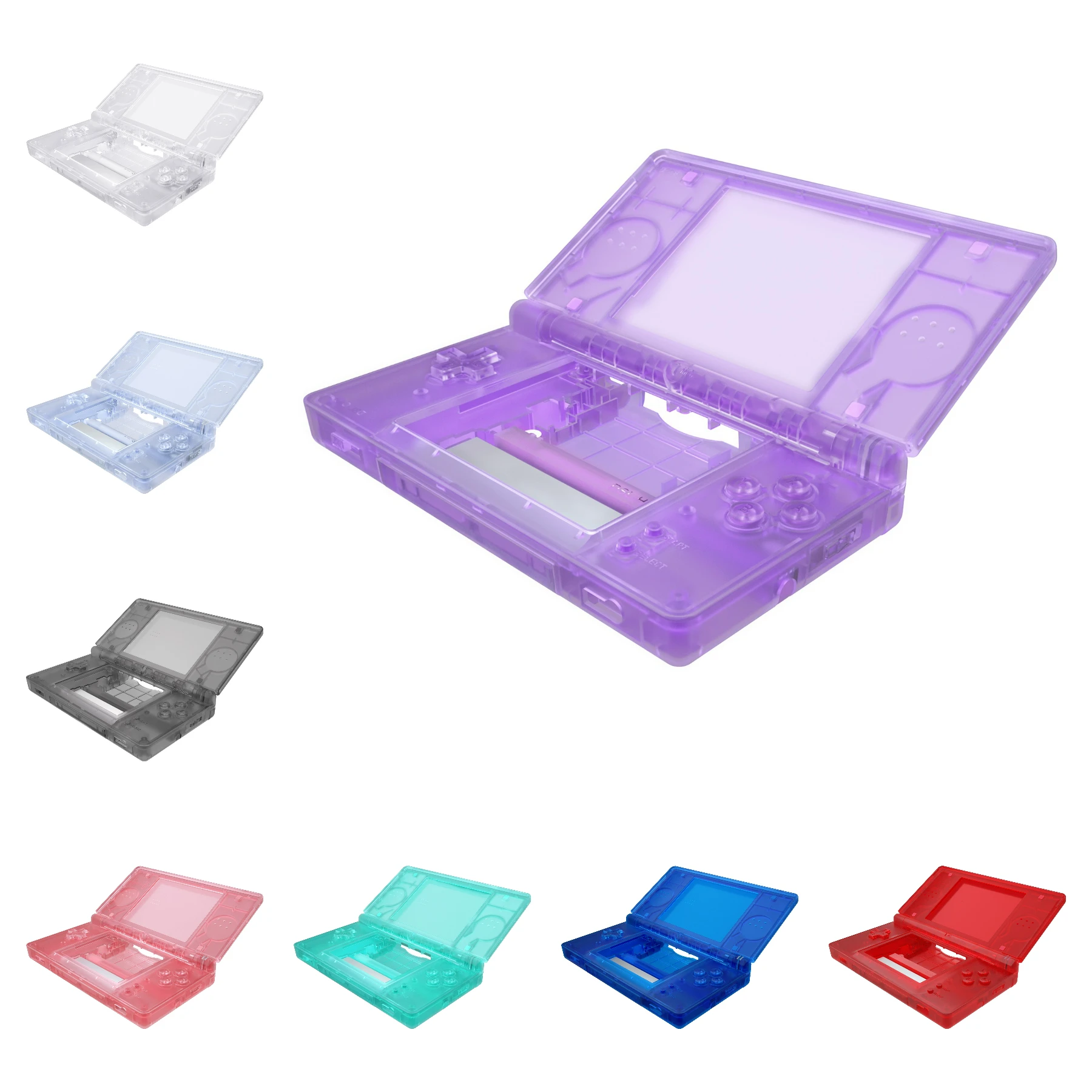 eXtremeRate Ersatz-Vollgehäuseschale für Nintendo DS Lite, individuelle Gehäuseabdeckung, Knopf-Bildschirmlinse für NDSL – Clear Series Image