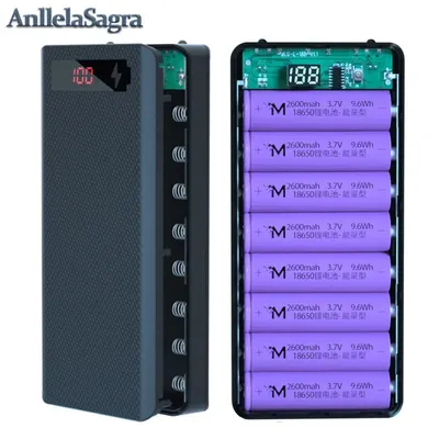 8*18650 Power Bank Fällen Batterie Halter Dual USB Typ C Ladung DIY Shell für iPhone Xiaomi Huawei Image