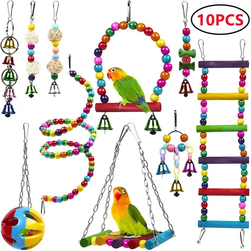 Kombination Vogel Spielzeug Set Schaukel Kauen Ausbildung Spielzeug Kleine Papagei Hängen Hängematte