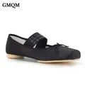 Gmqm Mode Mary Jane Ballerinas Frauen Schuhe Seide Satin Ballett bequeme weiche quadratische Zehen