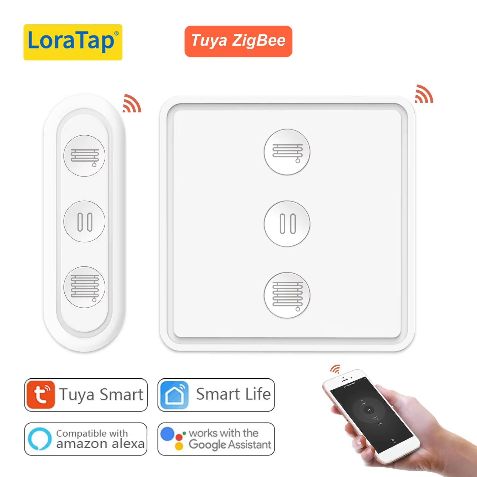 LoraTap Tuya Smart Life ZigBee 3.0 Rollladen Jalousien Szene Schalter Fernbedienung Google Alexa Echo Home Assistant Image