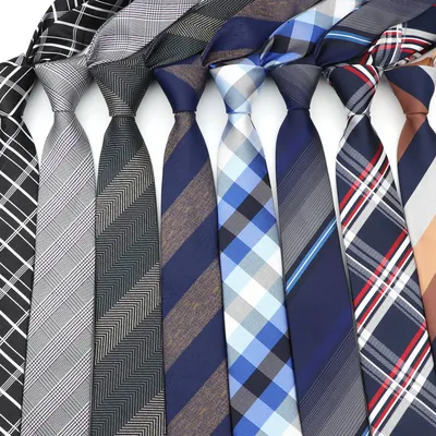 6cm Casual Krawatten Für Männer Dünne Krawatte Mode Polyester Plaid Streifen Krawatte Business