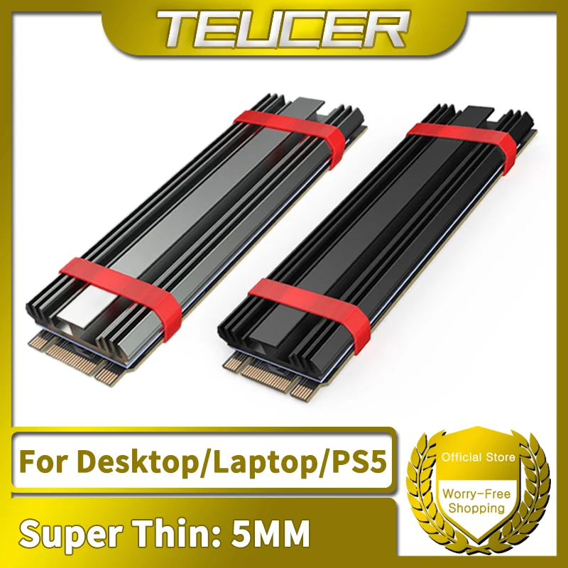 TEUCER M2-4 SSD-Kühlkörper NVME 2280 Solid State Disk Drive Kühler Kühler Kühlpad für Desktop-PC M.2 NVME PS5 Kühlkörper Image