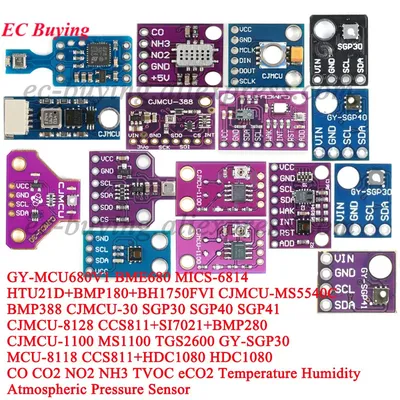 1-2 Stück GY-SGP30 SGP40 SGP41 MICS-6814 CCS811 TGS2600 BME680 Kohlendioxid-Gassensor Luftqualität CO2 CO NO2 NH3 TVOC eCO2 Erkennen