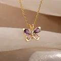 Nette Schmetterling Halskette Für Frauen Kristall Lila Schmetterling Ästhetischen Halsketten Charme