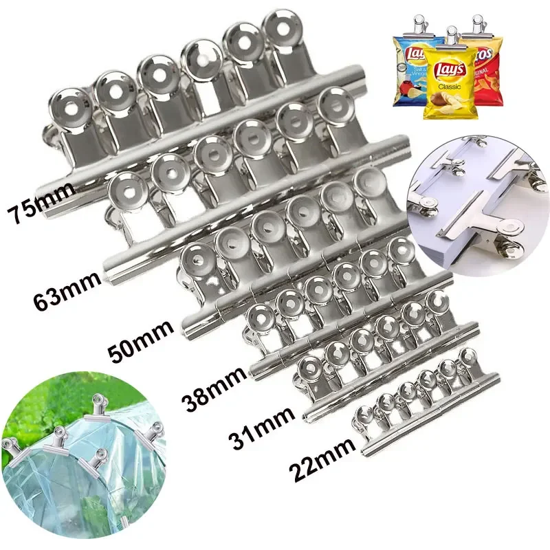 5 Stück Chip-Clips, Beutel-Clips, Lebensmittel-Clips, Edelstahl, Bulldog-Clips, luftdichte Dichtungsklammern, Küche, Zuhause, Büro, 22/31/38/50/63/75 mm