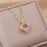 Exquisite Mode Kupfer eingelegt Kristall Zirkon Ozean Herz Halskette für Frauen Engels flügel