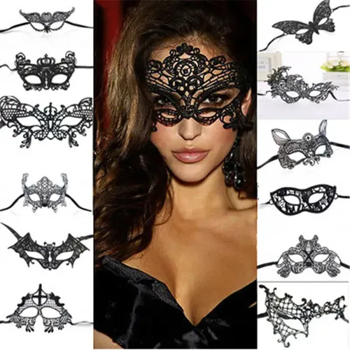 1PCS Schwarz Frauen Sexy Spitze Augen Maske Partei Masken Für Maskerade Halloween Venetian Kostüme
