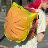 Stilvolle Hamburger Daypack Laptop Lagerung Zipper Tragbare Casual Tote PU Cheeseburger Rucksack für