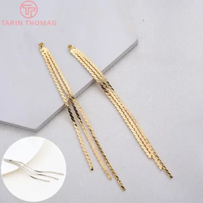 (2616)60MM 24K Gold Farbe Überzog Messing Kette Quaste Charme Jewerly Machen Diy Schmuck