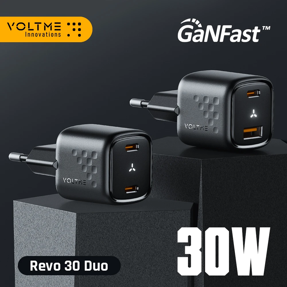 VOLTME 30 W GaN Ladegerät USB A + USB C Ladegerät Schnellladung PD 3.0 QC 4.0+ Unterstützung PPS AFC FCP SCP MTK für iPhone 15 14 Pro Max Image
