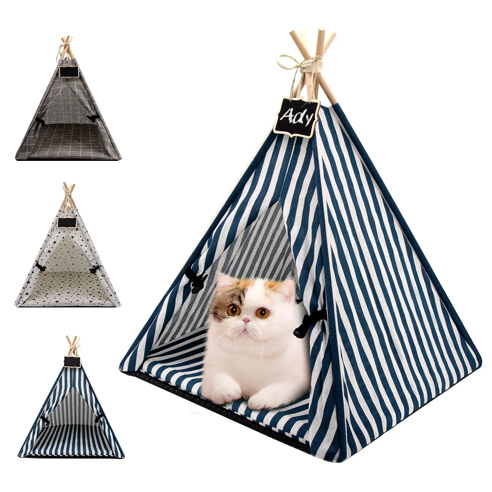 Haustier Zelt Haus Katze Bett Tragbare Hund Katze Tipi Tragbare Welpen Kätzchen Indoor Outdoor Zwinger Für Haustier Katzen Zelt Kleine Tiere Bett Image