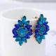 Mode Schmuck Stil Blau/Schwarz/Rot Ohrringe Handgemachte Strass Süße Stud Kristall Blume Ohrringe