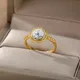 Opal ringe für Frauen Edelstahl Gold Farbe Mondstein Ring Trend Ehering Paar ästhetischen Schmuck